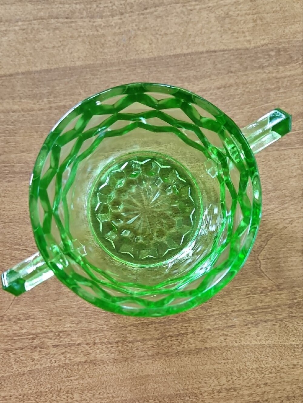 Uranium Depression Glass Sugar & Creamer Set Vintage - Picture 10 of 11